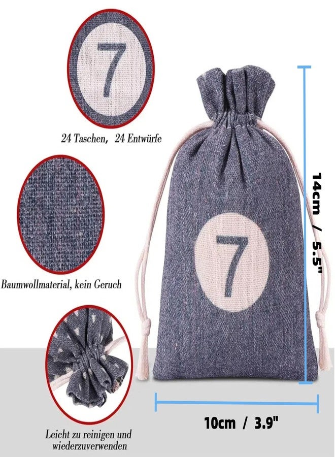 HIPIHOM Christmas Advent Calendar Bags, 24 Days Countdown Calendar Burlap bags Hanging Advent Calendar Gift Favors for Xmas Decorations, Reusable Fabric Bags With Drawstring Closure(retro country style) - Image 4