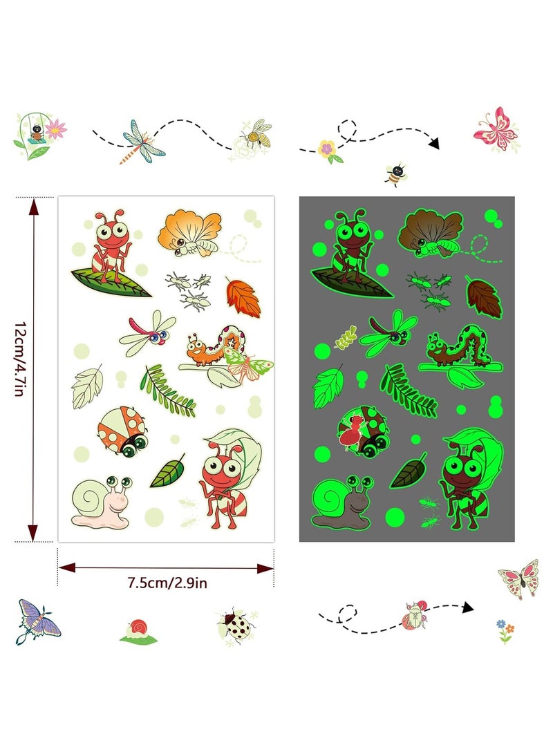 قوس قزح أورينبو وشم الحشرات، وشم متوهج في الظلام، 12 ورقة، وشم حشرات الضوء الأسود للأطفال، وشم مؤقت على شكل فراشة أو نحل أو حشرة، هدايا حفلات الحشرات، وشم نيون للأطفال والكبار - Image 4