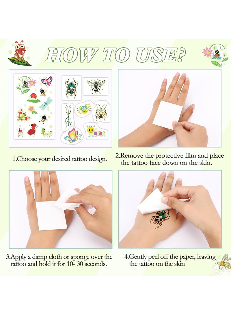 قوس قزح أورينبو وشم الحشرات، وشم متوهج في الظلام، 12 ورقة، وشم حشرات الضوء الأسود للأطفال، وشم مؤقت على شكل فراشة أو نحل أو حشرة، هدايا حفلات الحشرات، وشم نيون للأطفال والكبار - Image 5