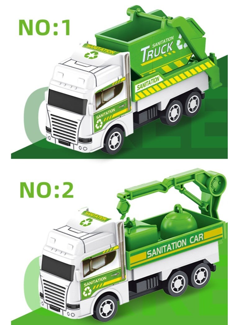 هالامودو 4PCS للخلف في مجال النظافة الصحية الالعاب بدلة । । أربعة ألعاب الألغاز عند الاولاد مركبة سيارة بحجم الصرف الصحي الطراز سلسلة । جعلناها خضراء مثالي । । خالية من البطاريات الألعاب الهدايا । مهام نشطة । । الوعي البيئي المواد يا (آبز)، الأمن المفاصل । المبكرة الأبوة لعبة - Image 5