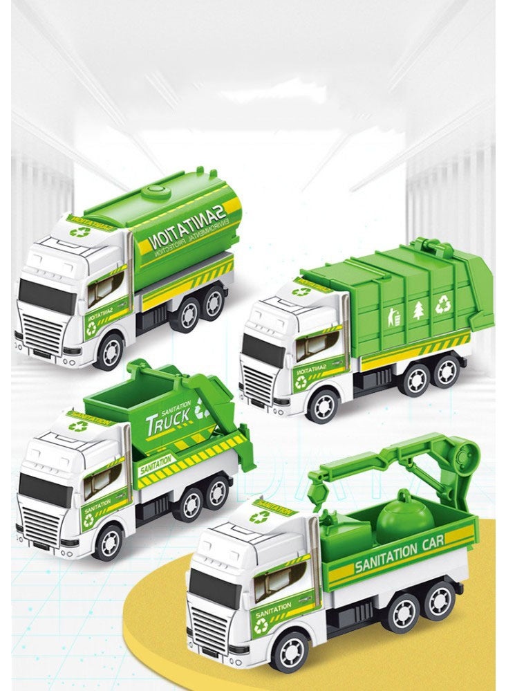 هالامودو 4PCS للخلف في مجال النظافة الصحية الالعاب بدلة । । أربعة ألعاب الألغاز عند الاولاد مركبة سيارة بحجم الصرف الصحي الطراز سلسلة । جعلناها خضراء مثالي । । خالية من البطاريات الألعاب الهدايا । مهام نشطة । । الوعي البيئي المواد يا (آبز)، الأمن المفاصل । المبكرة الأبوة لعبة - Image 1