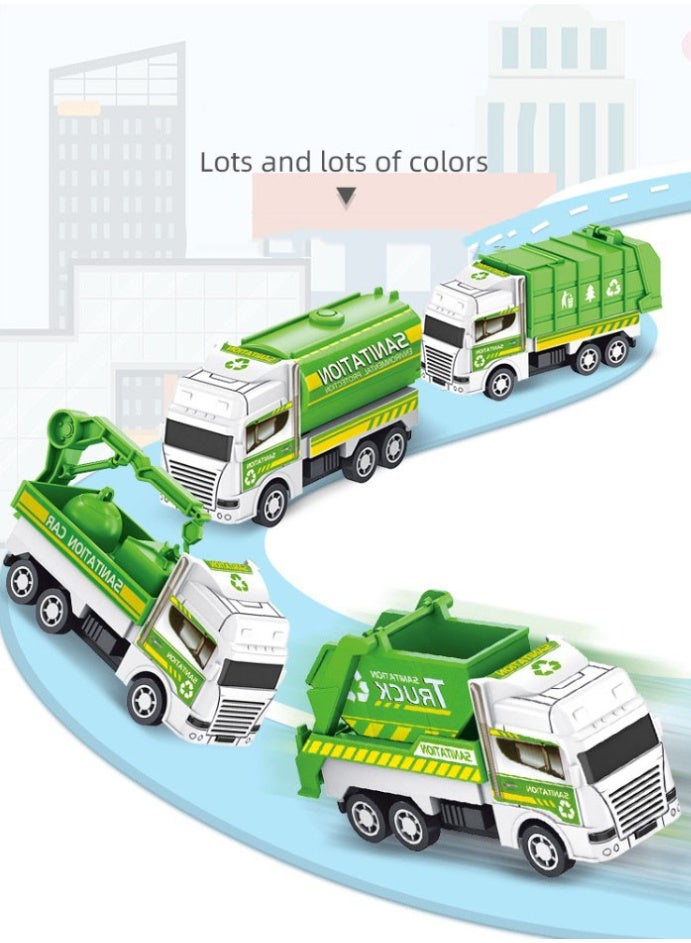 هالامودو 4PCS للخلف في مجال النظافة الصحية الالعاب بدلة । । أربعة ألعاب الألغاز عند الاولاد مركبة سيارة بحجم الصرف الصحي الطراز سلسلة । جعلناها خضراء مثالي । । خالية من البطاريات الألعاب الهدايا । مهام نشطة । । الوعي البيئي المواد يا (آبز)، الأمن المفاصل । المبكرة الأبوة لعبة - Image 4