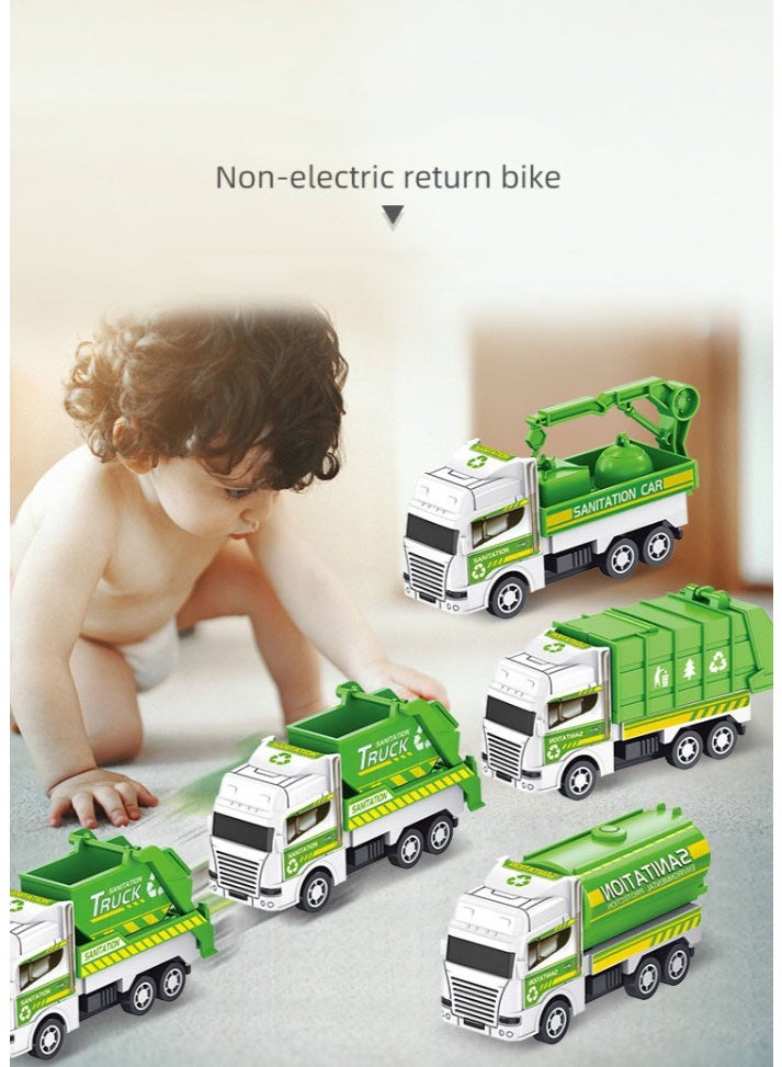 هالامودو 4PCS للخلف في مجال النظافة الصحية الالعاب بدلة । । أربعة ألعاب الألغاز عند الاولاد مركبة سيارة بحجم الصرف الصحي الطراز سلسلة । جعلناها خضراء مثالي । । خالية من البطاريات الألعاب الهدايا । مهام نشطة । । الوعي البيئي المواد يا (آبز)، الأمن المفاصل । المبكرة الأبوة لعبة - Image 2