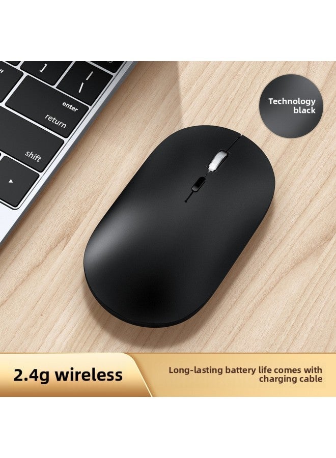 X2 Dual-Mode Bluetooth Wireless Mouse Rechargeable For Huawei Apple Notebook Tablet Silent Metal Mouse-Color:X2 Single Mode 2.4g Black (private Model Upgraded Version) - Image 1