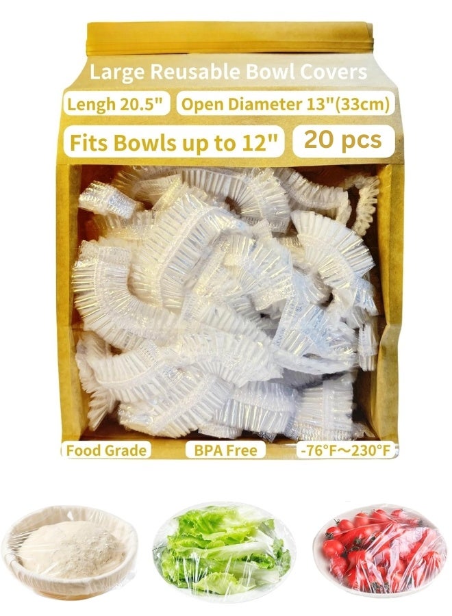 Flexible Stretch Food Covers, Reusable Clear Plastic Covers, 20 Count - Image 1