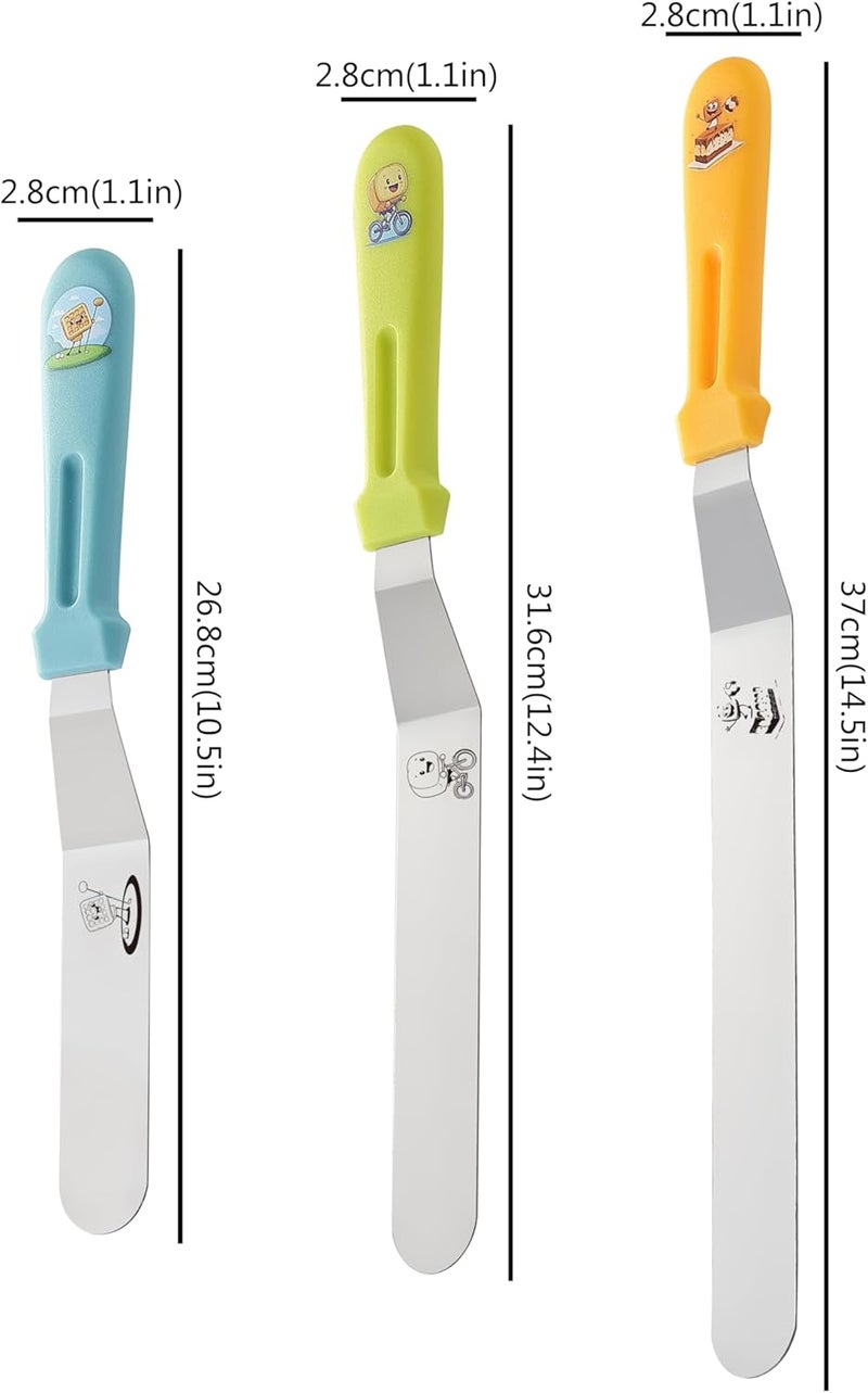 KCKHFA 3PCS Icing Spatula, Offset Spatulas with Ergonomic PP Handle, Stainless Steel Multi-purpose Frosting Tools for Cake Decorating, Baking, Dishwasher Safe (6",8",10") - Image 2