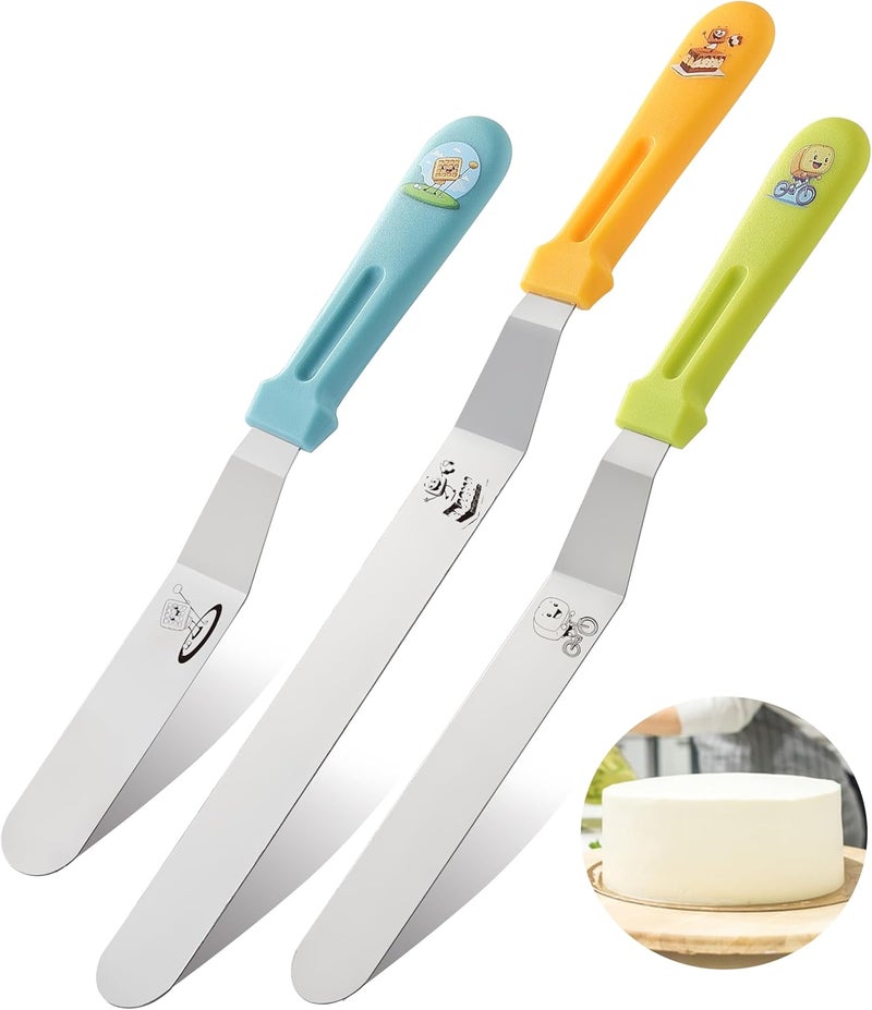 KCKHFA 3PCS Icing Spatula, Offset Spatulas with Ergonomic PP Handle, Stainless Steel Multi-purpose Frosting Tools for Cake Decorating, Baking, Dishwasher Safe (6",8",10") - Image 1