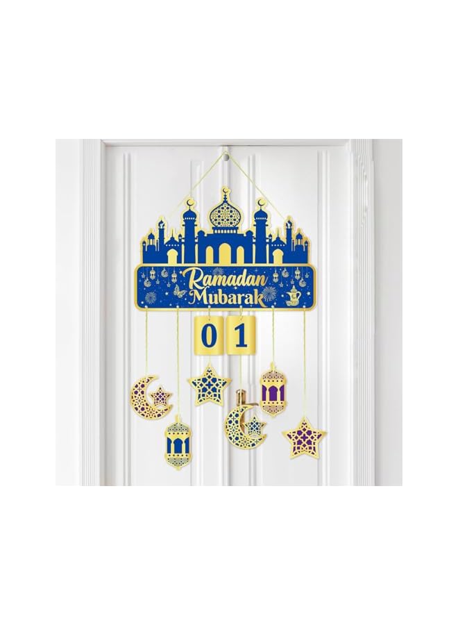 The Bros 28Pcs Ramadan Decorations Calendar with numbers Eid Wall Hanging Decor Moon Star Castles Hanging Ornament Bedroom, Living Room, Nursery, Indoor Outdoor Holiday Party Eid Mubarak Decoration - Image 4