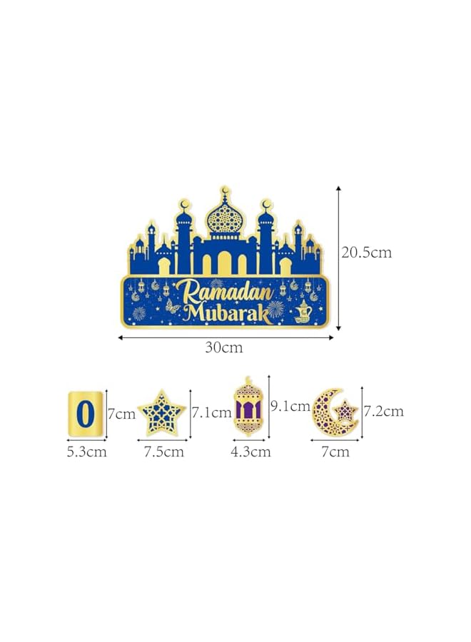The Bros 28Pcs Ramadan Decorations Calendar with numbers Eid Wall Hanging Decor Moon Star Castles Hanging Ornament Bedroom, Living Room, Nursery, Indoor Outdoor Holiday Party Eid Mubarak Decoration - Image 2