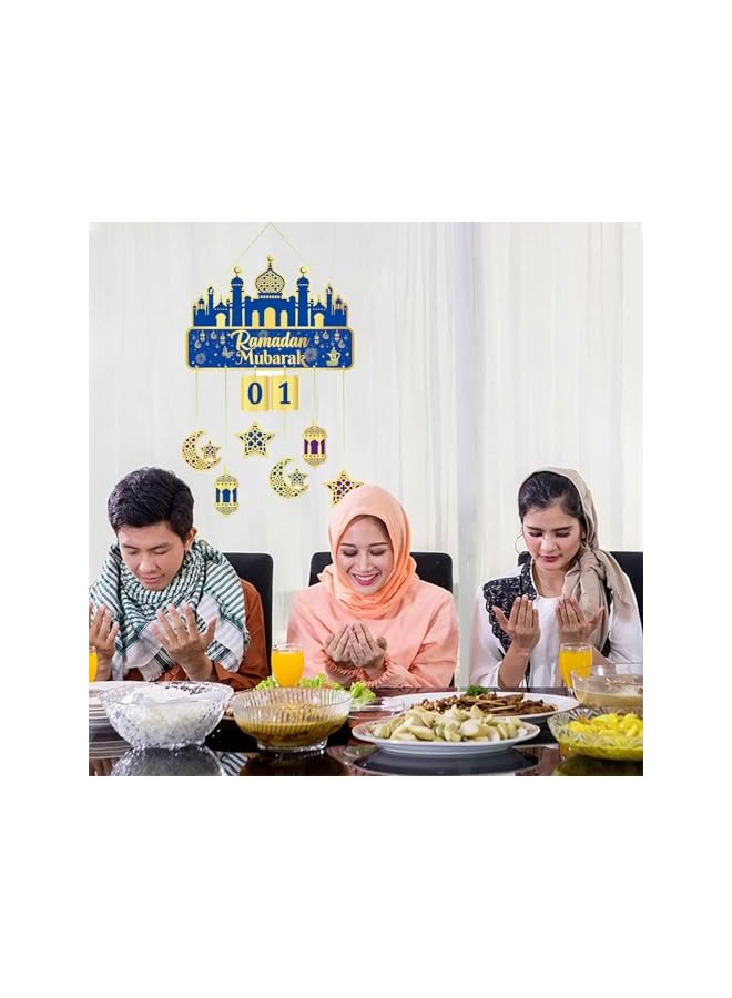 The Bros 28Pcs Ramadan Decorations Calendar with numbers Eid Wall Hanging Decor Moon Star Castles Hanging Ornament Bedroom, Living Room, Nursery, Indoor Outdoor Holiday Party Eid Mubarak Decoration - Image 3