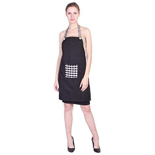 Switchon Waterproof Polyester Kitchen Apron Free Size with Front Pocket -Single Piece- Black - Image 1