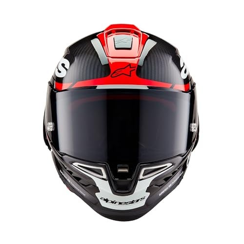 Alpinestars Supertech R10 Element Helmet, Carbon Fiber, Aerodynamic Full-Face Design, Ventilation & Safety, DOT & ECE Certified for Street & Track Riders, Black/Carbon Bright Red/White Glossy, XL - Image 3