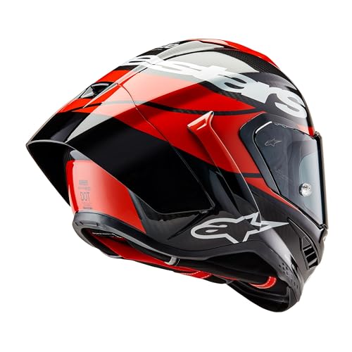 Alpinestars Supertech R10 Element Helmet, Carbon Fiber, Aerodynamic Full-Face Design, Ventilation & Safety, DOT & ECE Certified for Street & Track Riders, Black/Carbon Bright Red/White Glossy, XL - Image 2