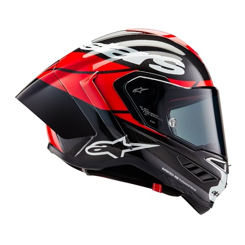 Alpinestars Supertech R10 Element Helmet, Carbon Fiber, Aerodynamic Full-Face Design, Ventilation & Safety, DOT & ECE Certified for Street & Track Riders, Black/Carbon Bright Red/White Glossy, XL - Image 5