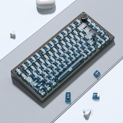 dagaladoo Haze Blue Clear keycaps for Mechanical Keyboard,Transparent MDA keycaps 60 75 100 Percent,Ceramic Jelly Key caps Set,Shine Through Key caps for Mx Switches Mechanical Keyboard(115key) - Image 5