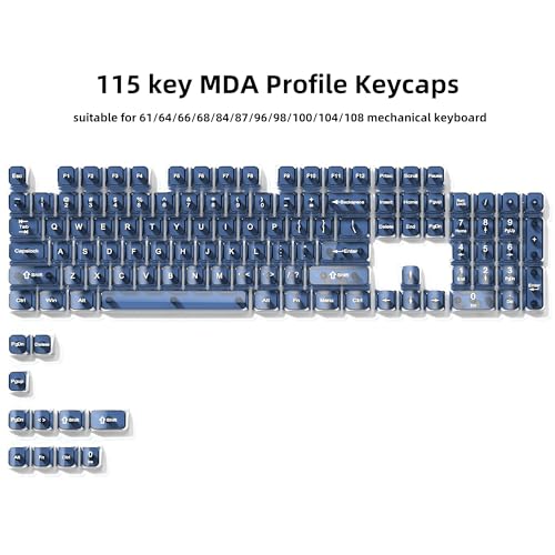 dagaladoo Haze Blue Clear keycaps for Mechanical Keyboard,Transparent MDA keycaps 60 75 100 Percent,Ceramic Jelly Key caps Set,Shine Through Key caps for Mx Switches Mechanical Keyboard(115key) - Image 2