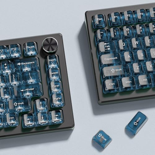 dagaladoo Haze Blue Clear keycaps for Mechanical Keyboard,Transparent MDA keycaps 60 75 100 Percent,Ceramic Jelly Key caps Set,Shine Through Key caps for Mx Switches Mechanical Keyboard(115key) - Image 3