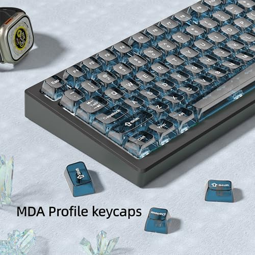 dagaladoo Haze Blue Clear keycaps for Mechanical Keyboard,Transparent MDA keycaps 60 75 100 Percent,Ceramic Jelly Key caps Set,Shine Through Key caps for Mx Switches Mechanical Keyboard(115key) - Image 4