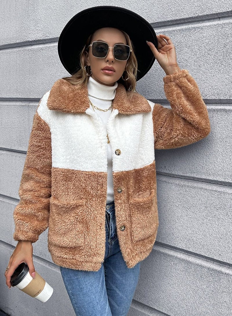 Loquat Single Breasted Reversible Plush Short Jacket - Image 1