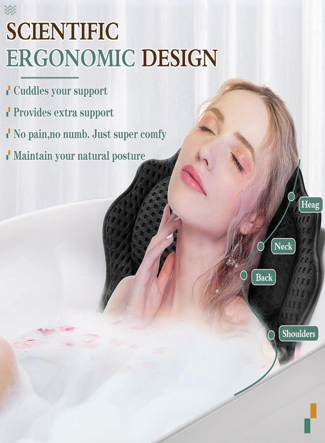RUVINCE Bath Pillow RUVINCE Ergonomic Luxury Bathtub Pillow with Head,Neck, Shoulder and Back Support, 4D Bath Pillows for tub with 6 Powerful Suction Cups, Fits All Bathtub, Spa Tub, Hot Jacuzzi (Black - Image 2