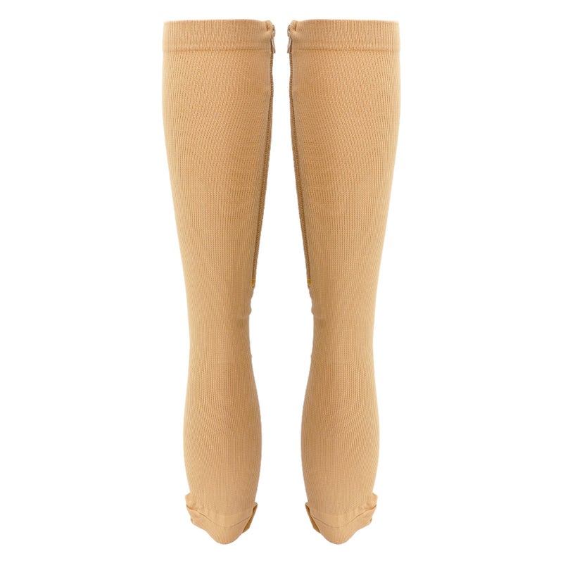 1 Pair 15‑20mmHg Closed Toe Zipper Compression Socks Women Knee High Compression Stockings Skin Color XXL - Image 5