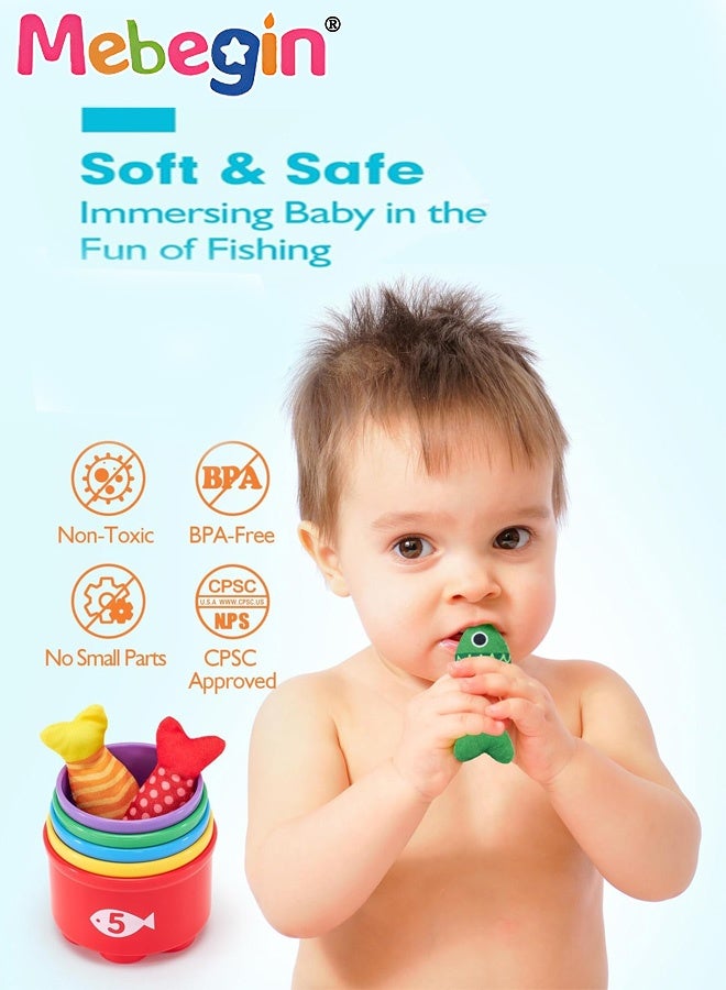 MEBEGIN Montessori Toys for 1 Year Old,10 in 1 Cloth Toddler Fishing Game with Stacking Cups,aby Toy 12-18 Months One Year Old Boy Birthday Gift,Toddler Toys for 1 2 Year Old Boy Girl Gifts - Image 5