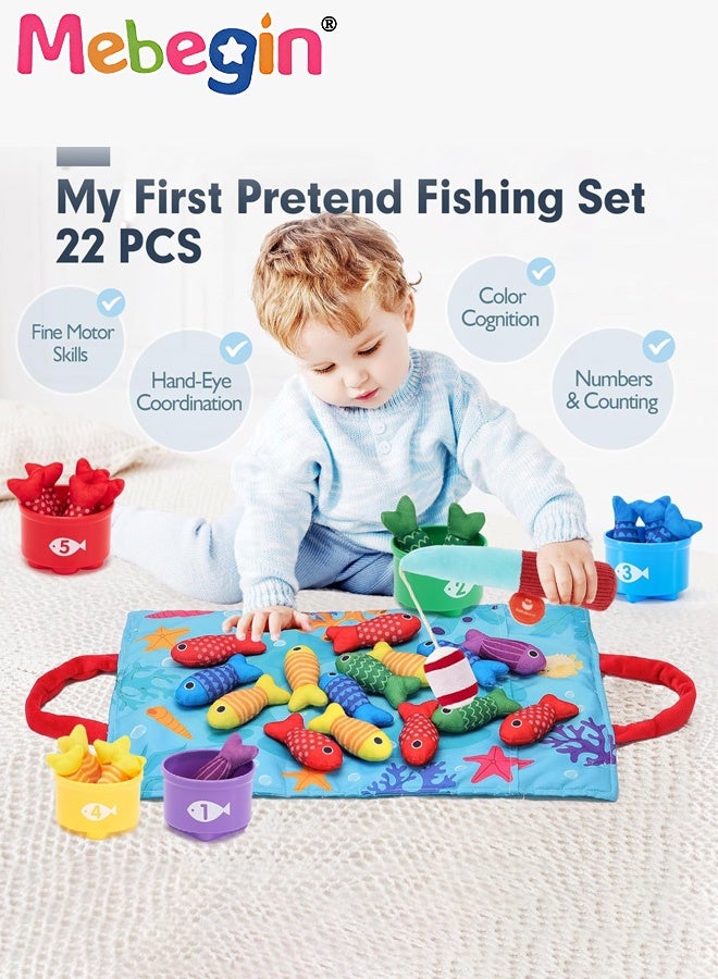MEBEGIN Montessori Toys for 1 Year Old,10 in 1 Cloth Toddler Fishing Game with Stacking Cups,aby Toy 12-18 Months One Year Old Boy Birthday Gift,Toddler Toys for 1 2 Year Old Boy Girl Gifts - Image 2