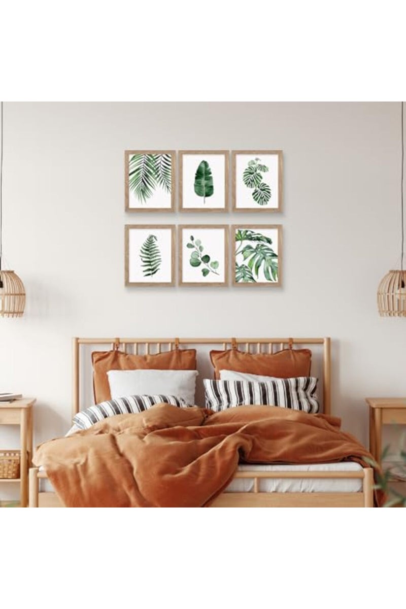 HoozGee Framed Botanical Wall Art Prints Set of 6 Tropical Leaves Canvas Decor - Image 5