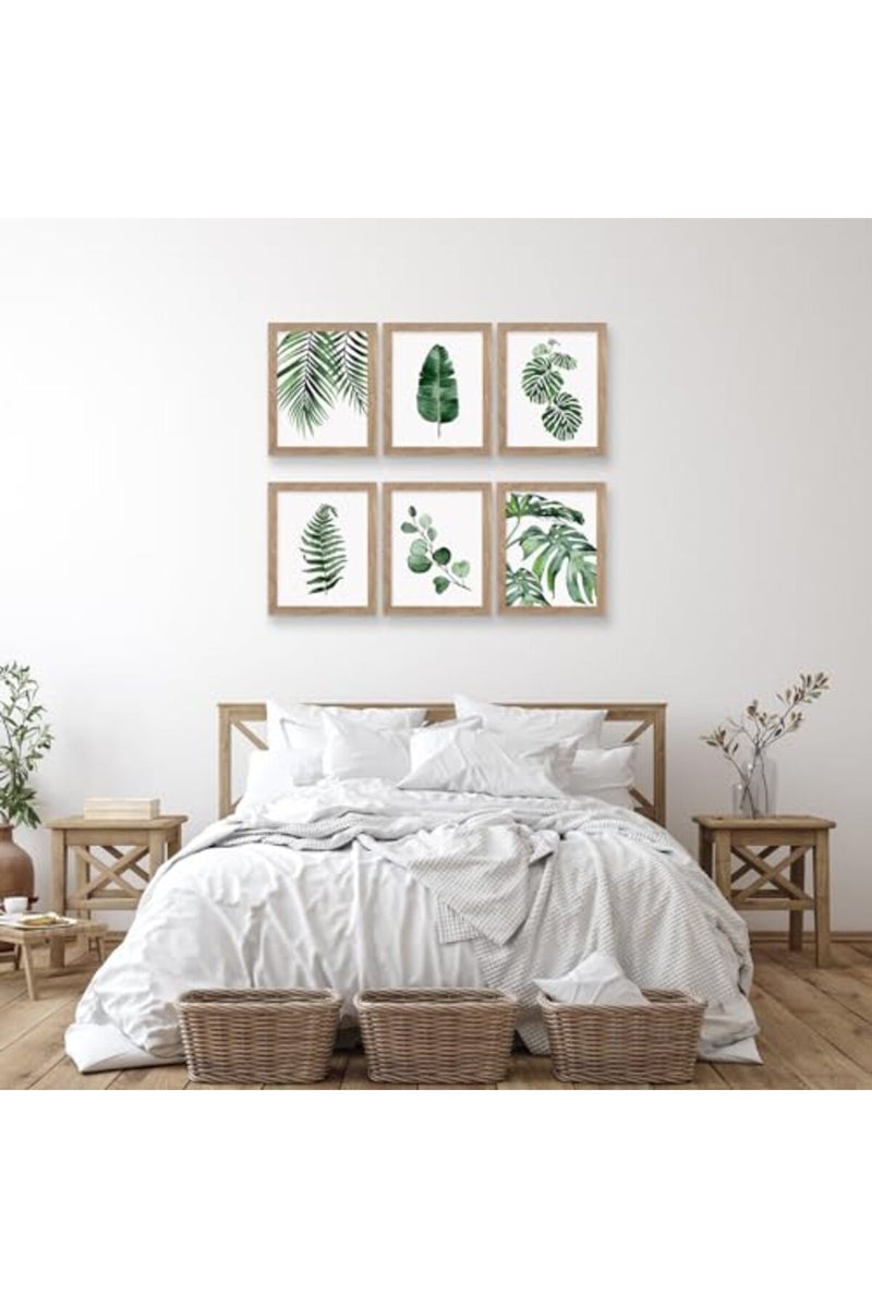 HoozGee Framed Botanical Wall Art Prints Set of 6 Tropical Leaves Canvas Decor - Image 3