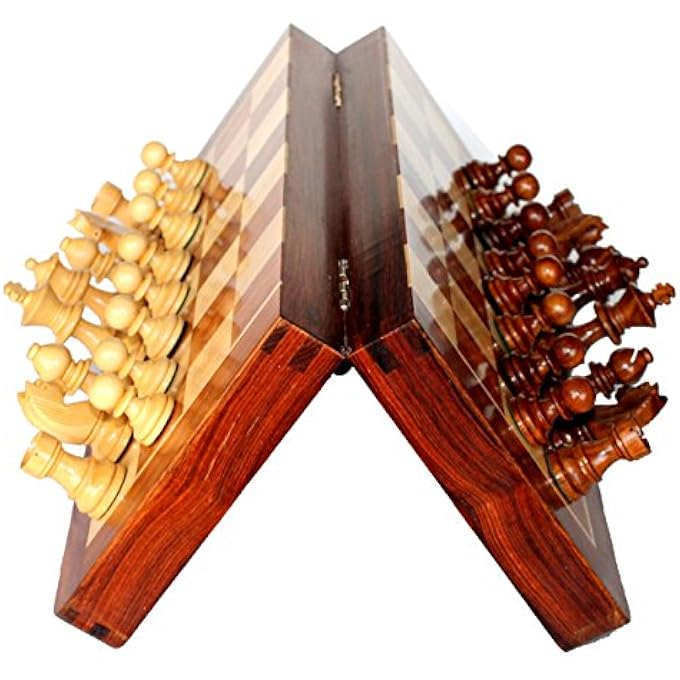 StonKraft Travel Folding Wooden Chess Board Game Set, Magnetic Pieces (12 X 12) - Image 5