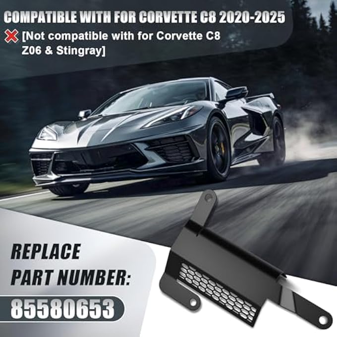 MSIZOY Front Left Lower Bumper Deflector Rear Air Deflector Shield Compatible with for Corvette C8 2020-2025 - Replacement for OEM 85580654, Reduces Drag & Protects Engine (Driver Side, Left, Black) - Image 3
