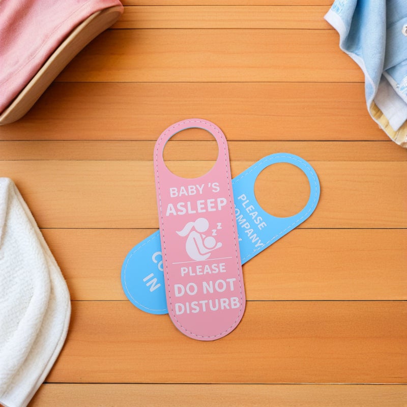 2pcs Baby Sleeping Sign for Door: PU Double Sided Room Hanger - Child Bedroom & Nursery Decorations Do Not Disturb Door Plaque - Image 5