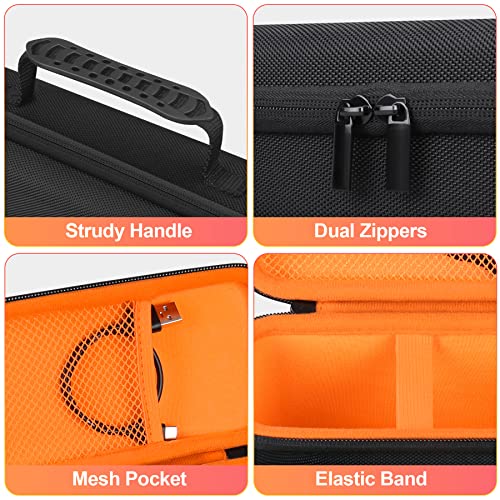 BOVKE Carrying Case for Bushnell Wingman View Golf GPS Speaker, Extra Mesh Pocket for Charging Cords and Accessories, Black/Orange - Image 3