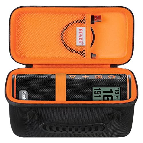 BOVKE Carrying Case for Bushnell Wingman View Golf GPS Speaker, Extra Mesh Pocket for Charging Cords and Accessories, Black/Orange - Image 1