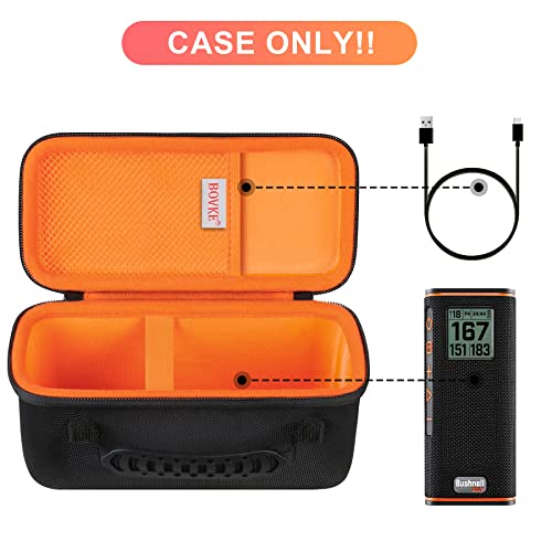 BOVKE Carrying Case for Bushnell Wingman View Golf GPS Speaker, Extra Mesh Pocket for Charging Cords and Accessories, Black/Orange - Image 2