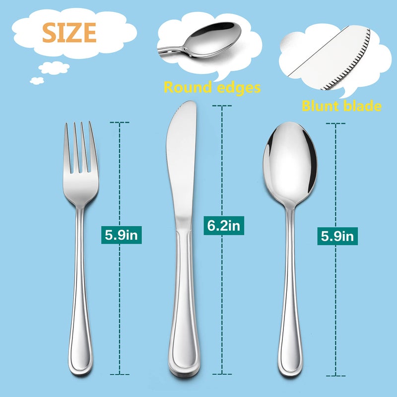 Lianyu 12-Piece Kids Silverware Set  Stainless Steel Toddler Utensils Flatware Set  Child Cutlery Tableware Set For 4  Include Knives Forks Spoons  Mirror Finished  Dishwasher Safe - Image 3