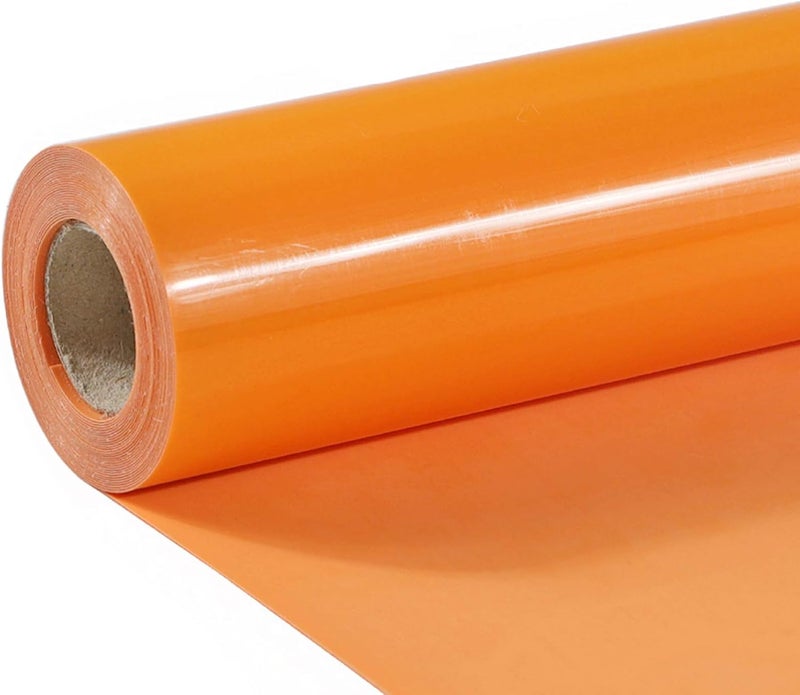 TUMIYA Orange Heat Transfer Vinyl HTV Rolls, 12" x 8ft Orange Iron on Vinyl for T-Shirt, Glossy Adhesive HTV Vinyl for Heat Press DIY Design Easy to Cut - Image 1