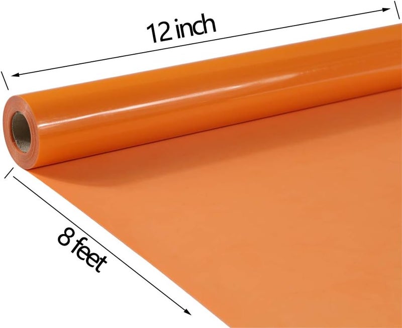 TUMIYA Orange Heat Transfer Vinyl HTV Rolls, 12" x 8ft Orange Iron on Vinyl for T-Shirt, Glossy Adhesive HTV Vinyl for Heat Press DIY Design Easy to Cut - Image 2