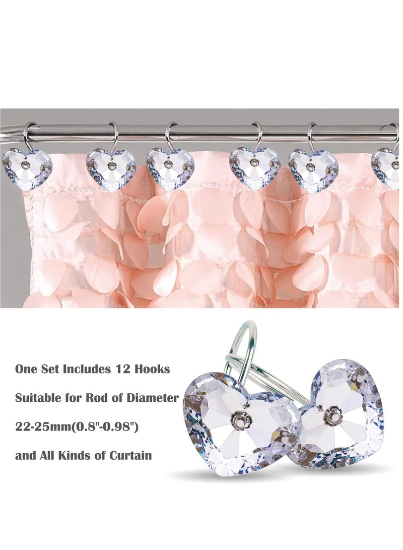 Clear Shower Curtain Hooks Rust Proof Shower Hooks for Bathroom Shower Curtain Shower Curtain Rings Metal Decorative Bath Crystal Diamond Shower Curtain Hooks Shower Curtain Decor Gift 12PCS - Image 2