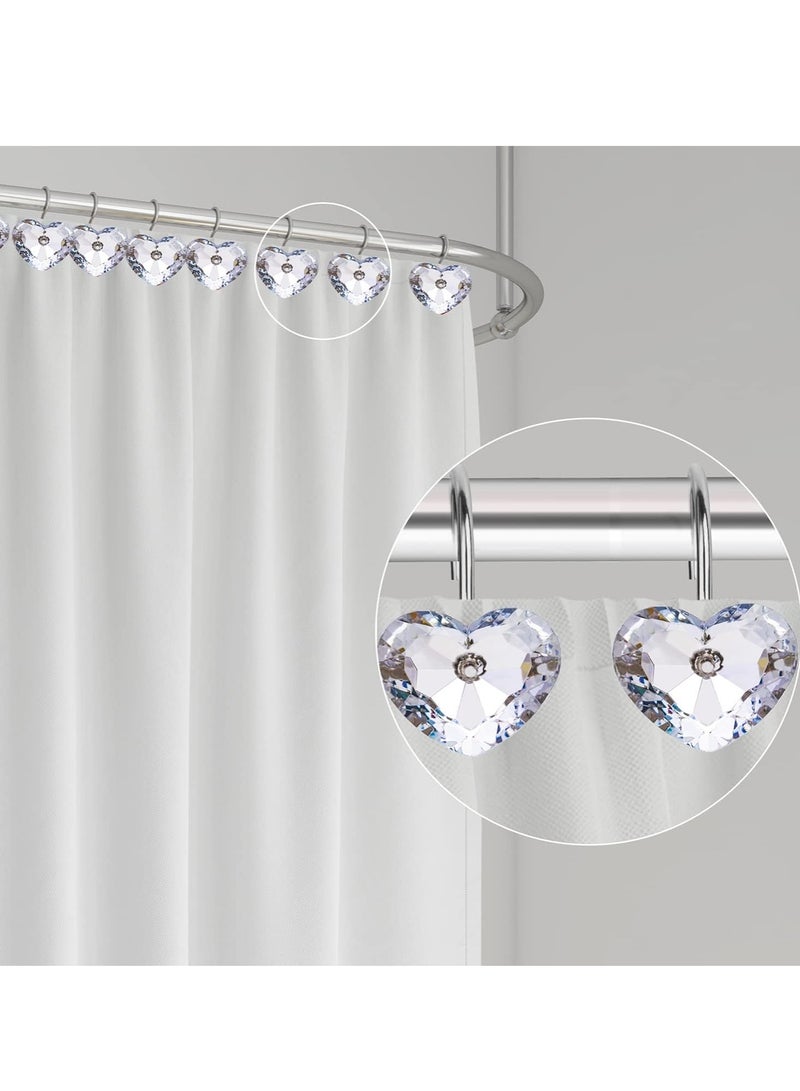 Clear Shower Curtain Hooks Rust Proof Shower Hooks for Bathroom Shower Curtain Shower Curtain Rings Metal Decorative Bath Crystal Diamond Shower Curtain Hooks Shower Curtain Decor Gift 12PCS - Image 4