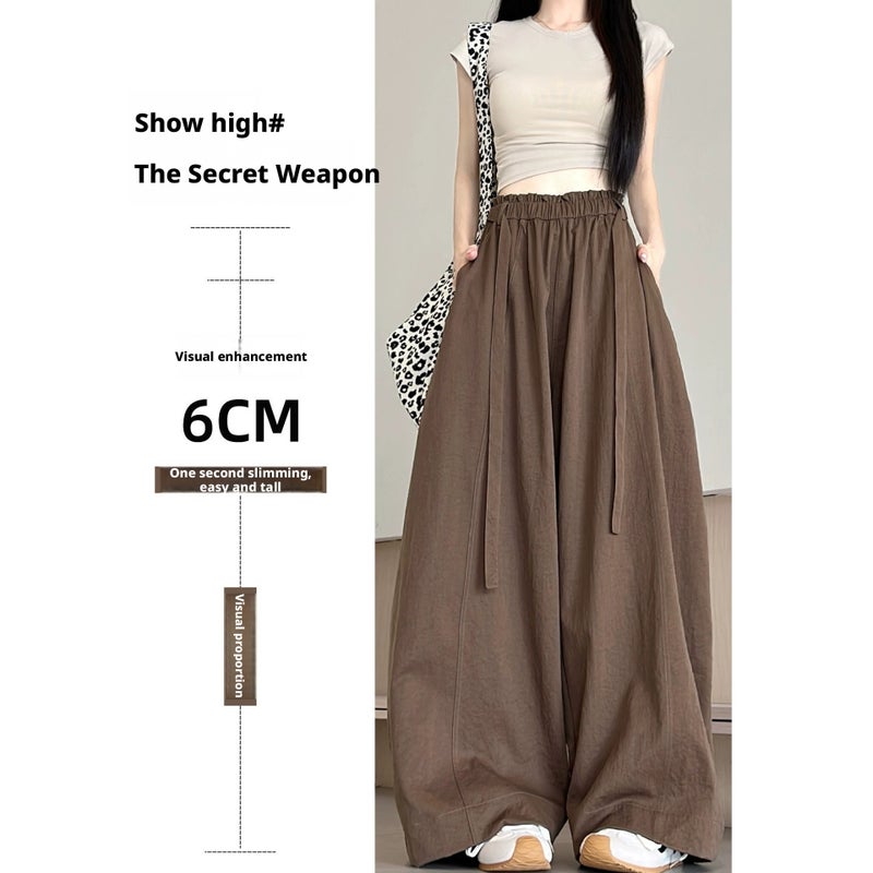 Women's High-Waist Loose Wide-Leg Casual Pants - Coffee - Image 2