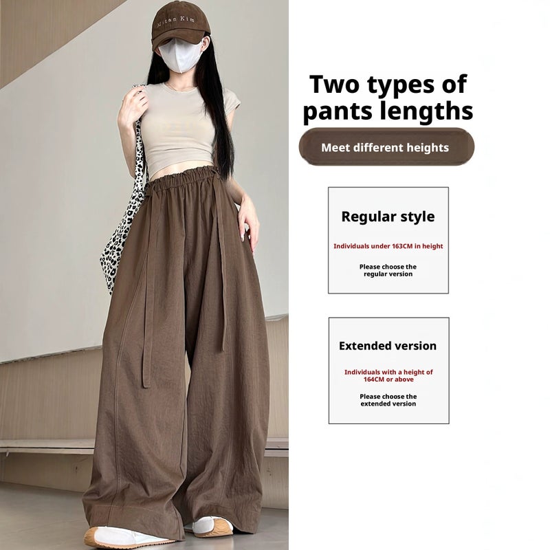 Women's High-Waist Loose Wide-Leg Casual Pants - Coffee - Image 3