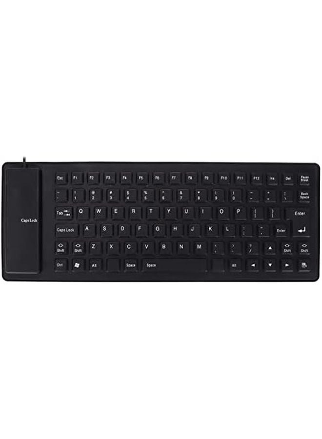 Silicone Keyboard USB Wired Soft Comfortable Portable Silent For Laptop PC Black - Image 1