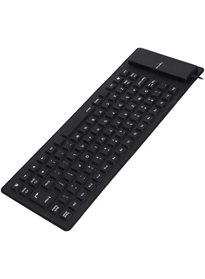 Silicone Keyboard USB Wired Soft Comfortable Portable Silent For Laptop PC Black - Image 4