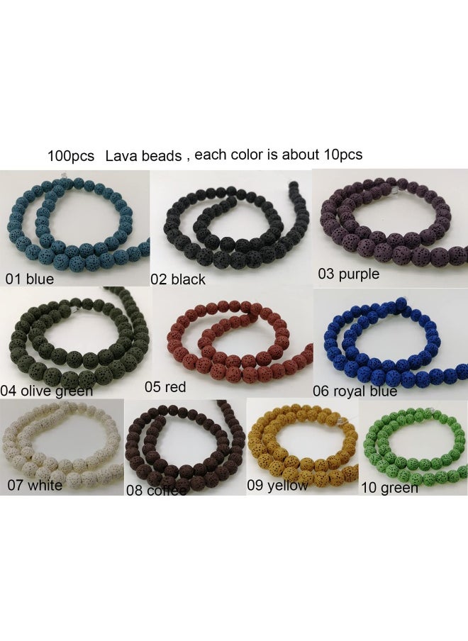 PAMIR TONG - 100 Pieces Mixed Color Lava Stone Beads Round Shape Lava Beads 8Mm 10Mm 12Mm You Pick 8Mm Gd100B52 1 - Image 1