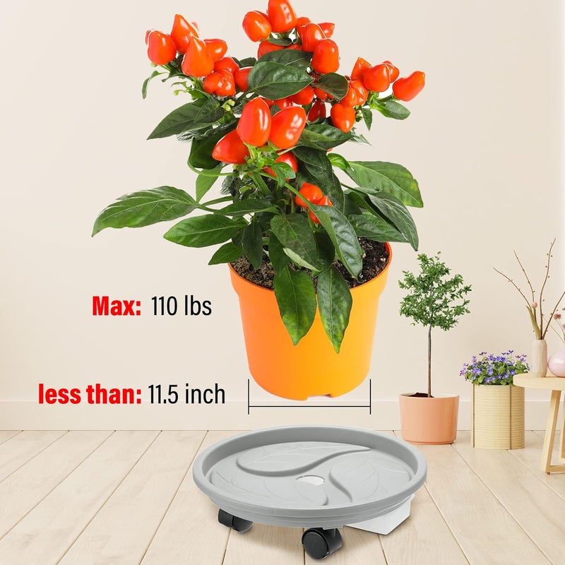 Zopeal 6 Pieces Plant Stand with Wheels and Drainage Tray Round Flower Pot Mover Dolly with Water Container Plastic Round Stand Garden Rolling for Indoor Outdoor Heavy Planters - Image 5