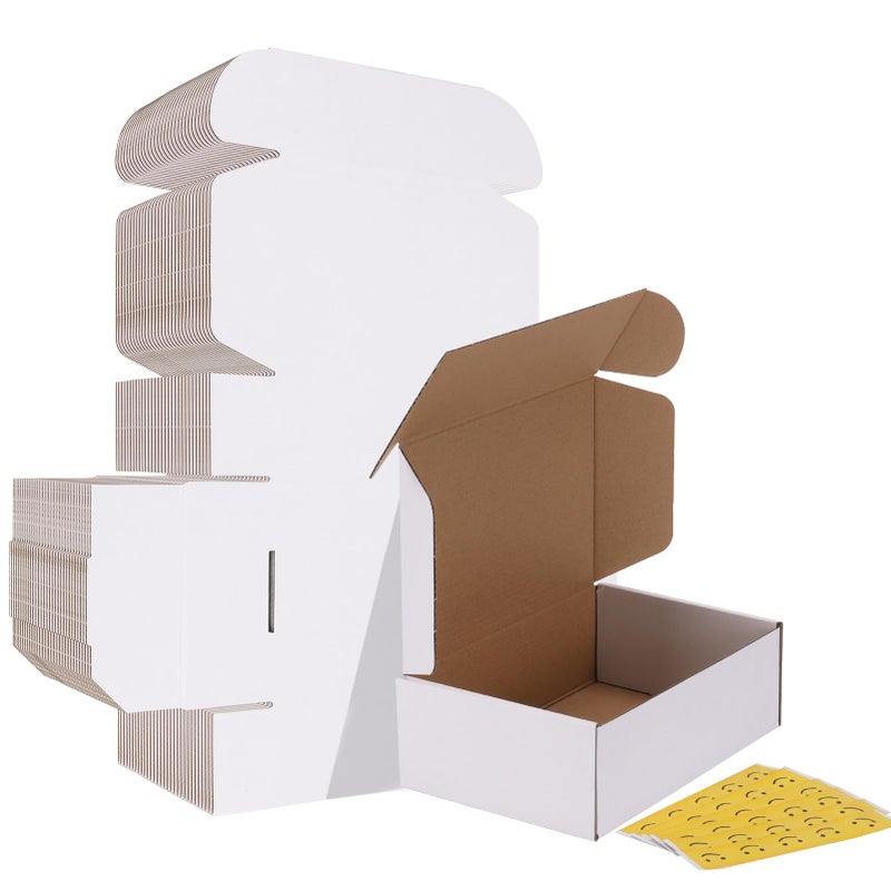 Horlimer 9X6X3 Shipping Boxes Set Of 30  White Corrugated Cardboard Mailer Box For Packing Small Business - Image 1