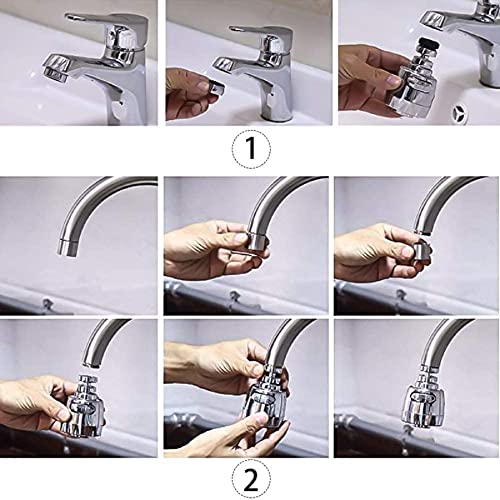 OLWICK 360° Swivel Faucet Extender, Adjustable Faucet Aerator Splash-Proof Faucet Splash Head for Bathroom Kitchen Tap Nozzle Filter,Double Mode Water Saving Faucet Extender (Short) - Image 3