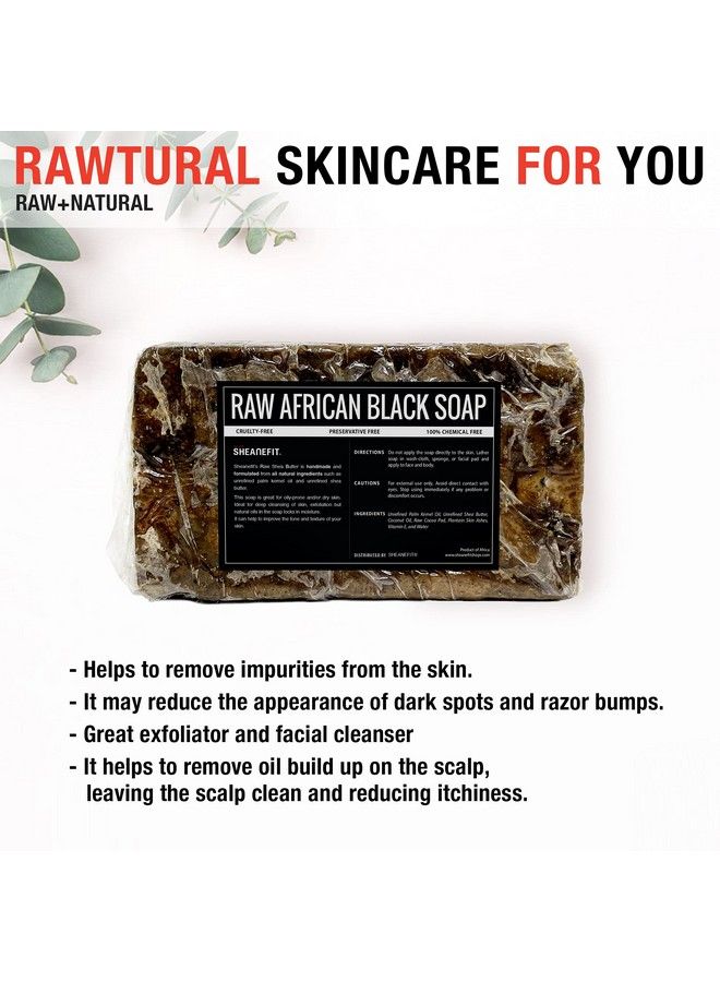 Sheanefit Raw African Black Soap Bar For All Skin Types Face Body Hair Soap Bulk Bars (3 Pound) - Image 4