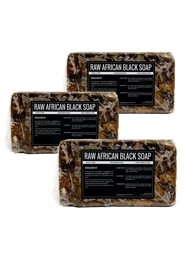 Sheanefit Raw African Black Soap Bar For All Skin Types Face Body Hair Soap Bulk Bars (3 Pound) - Image 1